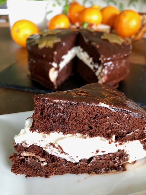 tarta de chocolate y naranja amarga
