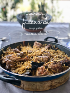 fideua with mixed mushrooms and rabbit