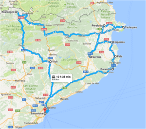 itinerary of our culinary cultural and adventurous tour around Catalonia