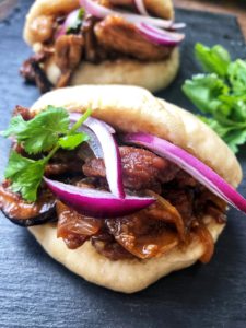 Homemade Bao buns of Iberian pork with Japanese sauce