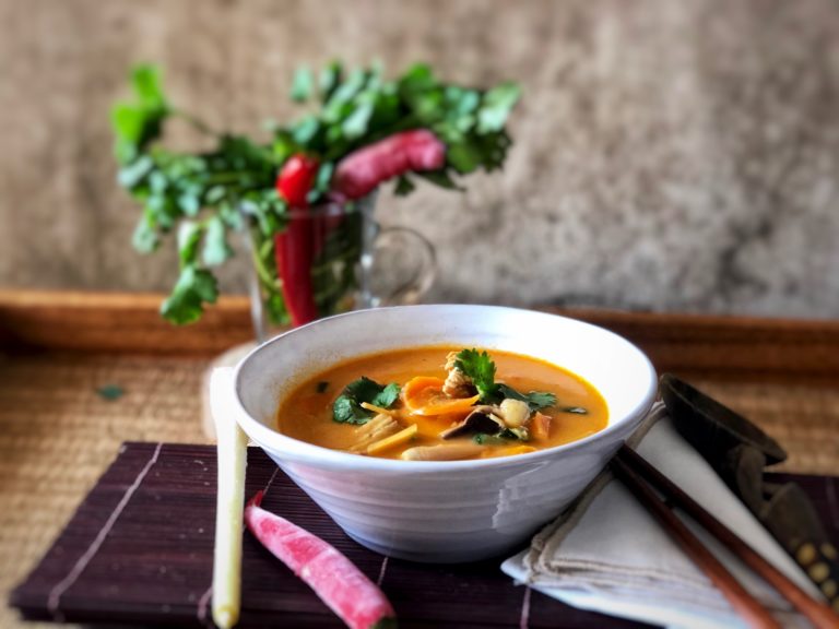 Thai style soup with chicken and vegetables
