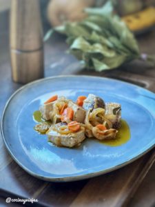 White tuna in homemade marinade sauce