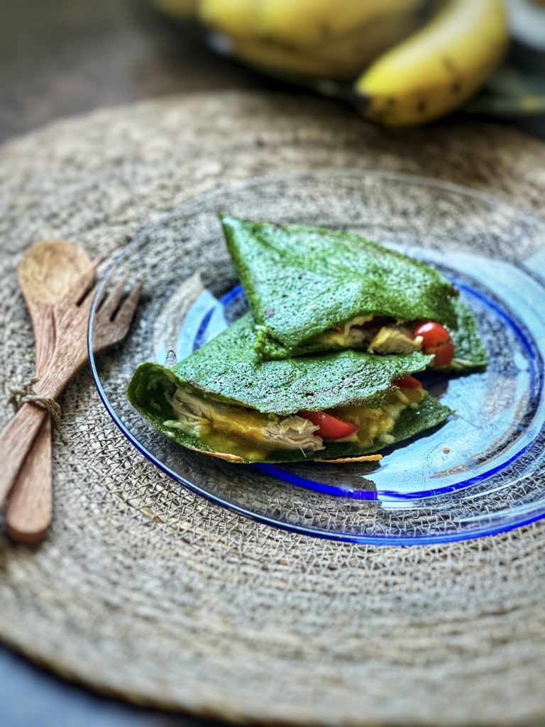 Crepes integrales de espinacas